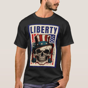 T-shirt Retro USA 4 juillet Crâne Top Hat Liberty Pro