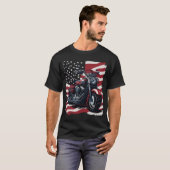 T-shirt Retro USA American Flag Motorcycle Veteran Biker (Devant entier)