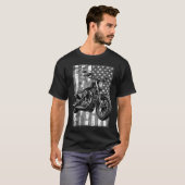 T-shirt Retro USA American Flag Motorcycle Veteran Biker (Devant entier)