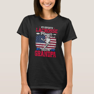 T-shirt Retro Usa Drapeau Lacrosse Player Me Appelle Grand