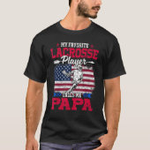 T-shirt Retro Usa Drapeau Lacrosse Player Me Appelle Papa (Devant)