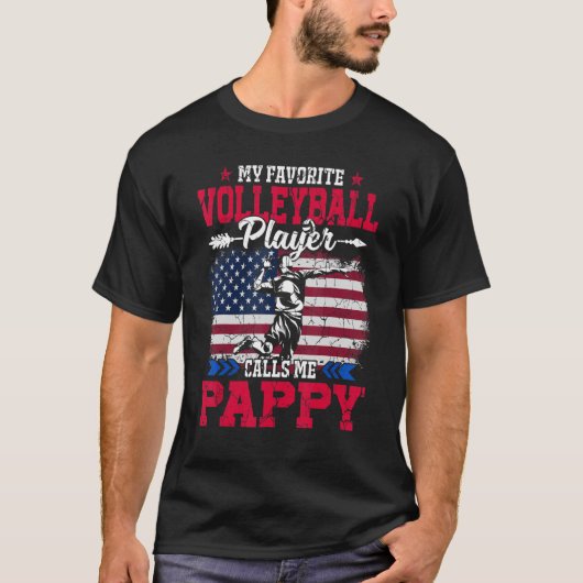 T-shirt Retro Usa Drapeau Volleyball Player Me Appelle Pap (Devant)