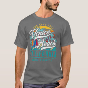 T-shirt Retro Venice Beach California Sun Sand Surf Palm T