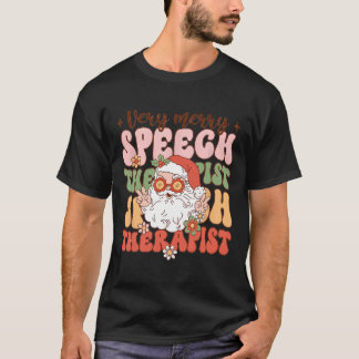 T-shirt Retro Very Merry Speech Therapist Christmas Slp Bo