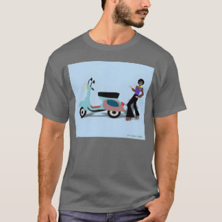 T-shirt Retro Vespa Style 70s Disco Man Illustration vinta