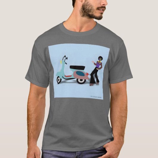 T-shirt Retro Vespa Style 70s Disco Man Illustration vinta (Devant)