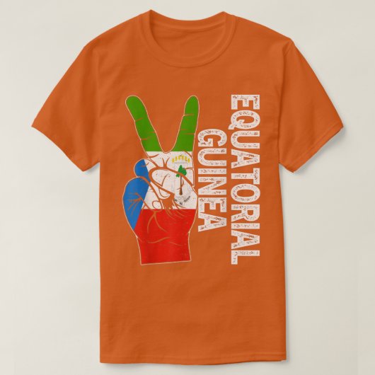 T-shirt Retro Victory Two Fingers Equatorial Guinea Flag P (Design devant)
