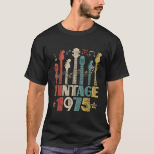T-shirt Retro Vintage 1975 Guitar Lover 1975 Anniversaire