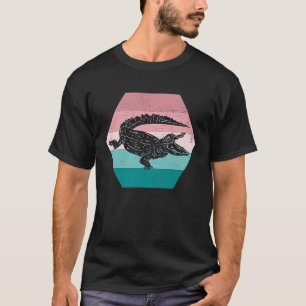 T-shirt Retro Vintage Alligator Silhouette Wild Animal All