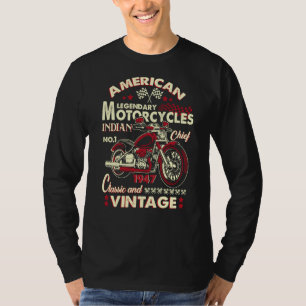 T-shirt Retro Vintage Américain Motorcycle Indien Pour Vie