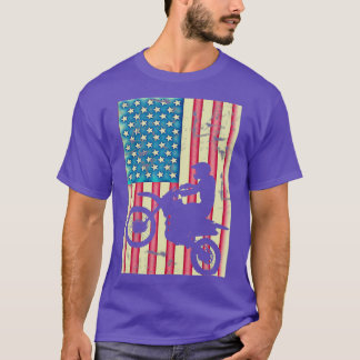 T-shirt Retro Vintage American Flag Dirt Bike T  4th of