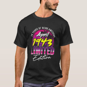 T-shirt Rétro Vintage Avril 1943 Hommes Femmes Nées En 194
