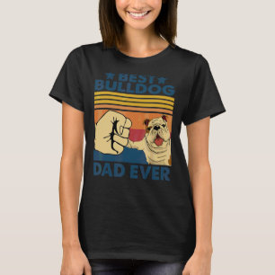 T-shirt Retro Vintage Best Buldog Papa Ever Chien 1