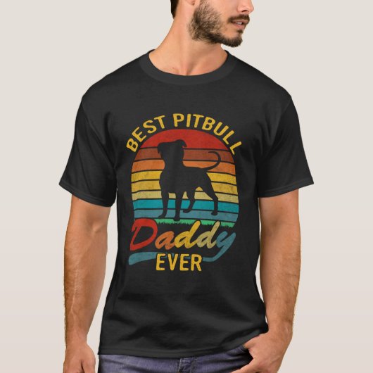 T-shirt Retro Vintage Best Pitbull Daddy Ever (Devant)