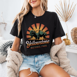 T-shirt Retro Vintage Bison Yellowstone National Park 