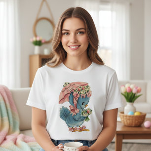 T-shirt Retro Vintage Blue Bird Heure de Pâques Bonjour
