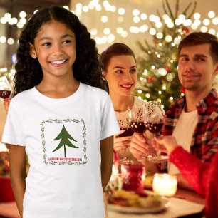 T-Shirt Retro Vintage Christmas Tree & Wreath Nom de famil