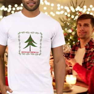 T-shirt Retro Vintage Christmas Tree & Wreath Nom de famil