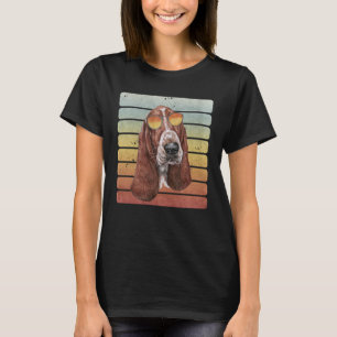 T-shirt Rétro Vintage Coucher de soleil Basset Hound Maman