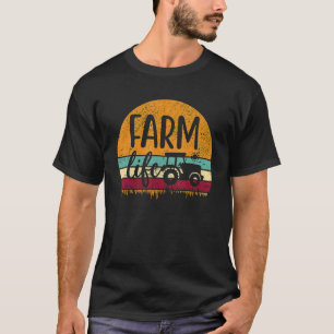 T-shirt Rétro Vintage ferme Tracteur agricole Famille Loin