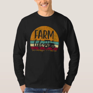 T-shirt Rétro Vintage ferme Tracteur agricole Famille Loin