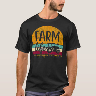 T-shirt Rétro Vintage ferme Tracteur agricole Famille Loin
