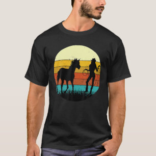 T-shirt Retro Vintage fille cheval équitation fille