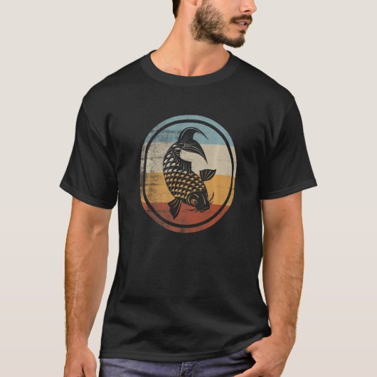 T-shirt Retro Vintage Fishing Fish Koi Fish (Devant)