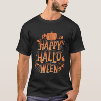 T-shirt Retro Vintage Happy Halloween Citrouille Spider We
