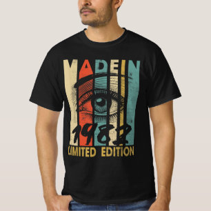 T-shirt Retro Vintage Made In 1982 Limited Edition , Happy