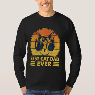 T-shirt Rétro Vintage Meilleur Papa Chat Jamais Bump Ajust
