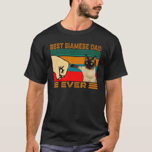 T-shirt Rétro Vintage Meilleur Papa Chat Siamois Fist Bump