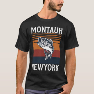 T-shirt Rétro Vintage Montauk Ny Pour Fluke Pêche Cool