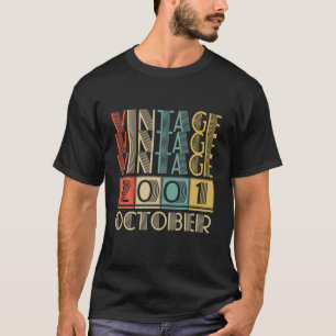 T-shirt Retro Vintage Octobre 2001 20E Anniversaire Cadeau