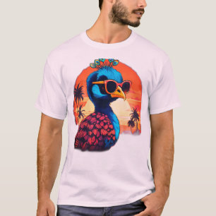 T-Shirt Retro vintage Peacock Conception : Sunset