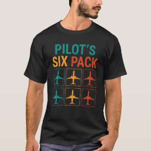 T-shirt Rétro Vintage Pilot's Six Pack Pilote Aviation Fl