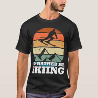 T-shirt Rétro Vintage Plutôt être en train de skier Skieur