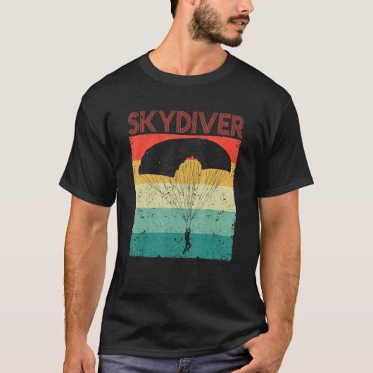 T-shirt Retro Vintage Skydiver Skydiving Lover Parachuting (Devant)