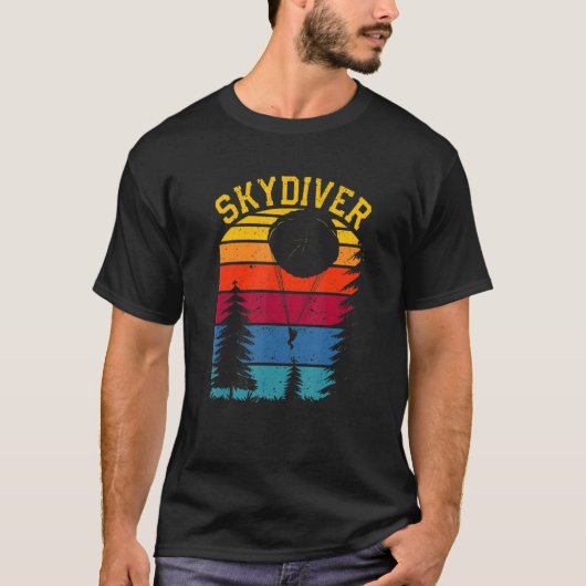 T-shirt Retro Vintage Skydiver Skydiving Lover Parachuting (Devant)