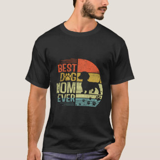 T-shirt Retro Vintage Sunset Best Dachshund Chien Maman Ev