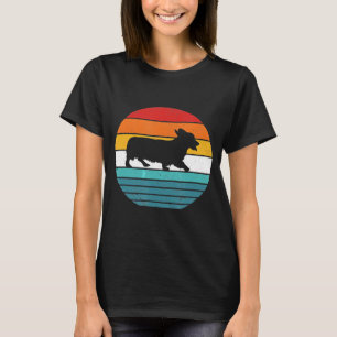 T-shirt Retro Vintage Sunset Corgi race de chien Silhouett
