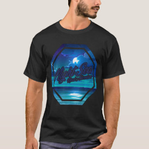 T-shirt Retro Vintage Sunset Moon Sea Real Adventure