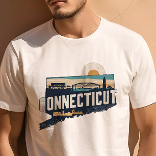 T-shirt Retro Voyage Iconique Connecticut Graphic