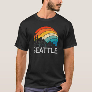 T-shirt Retro Washington Seattle Skyline Vintage Urban Sky