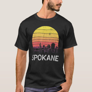 T-shirt Retro Washington Spokane Skyline Vintage Urban Bui