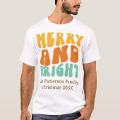 T-shirt Retro Wavy Merry et Bright Men's Christmas (Devant)