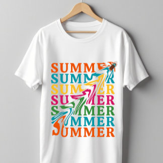 T-shirt Retro Wavy "SUMMER" Art Design