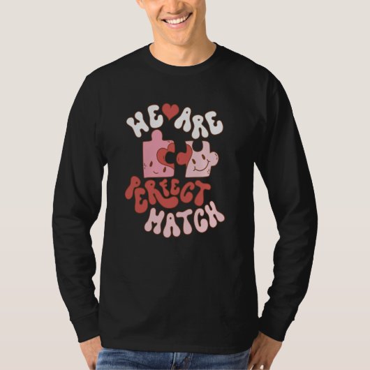 T-shirt Retro We Are Perfect Match Puzzle Piece Couple Val (Devant)