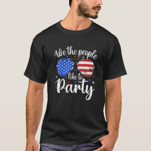 T-shirt Retro We People Like To Party American Flag 4t