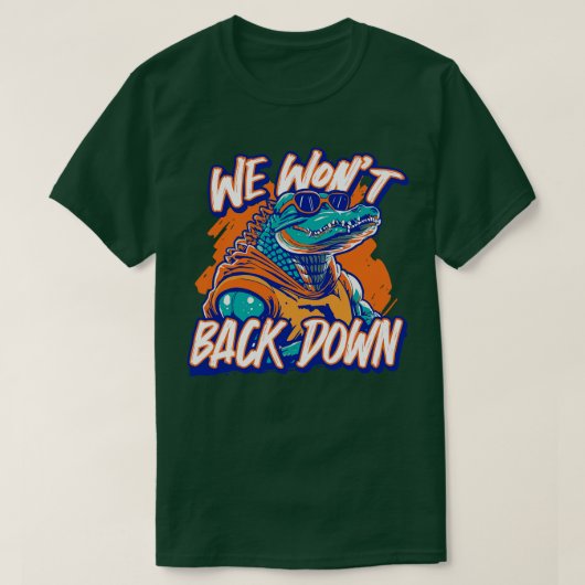 T-shirt Retro We Wont Back Down Blue et Orange Gator Jeu (Design devant)